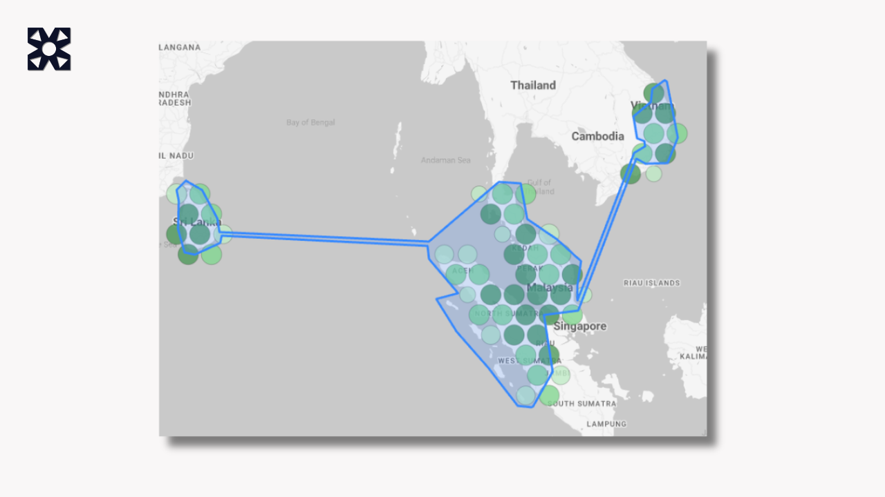 Screenshot of Open Supply Hub filtered to show supply chain locations affected by late 2025 storms and floods in Asia